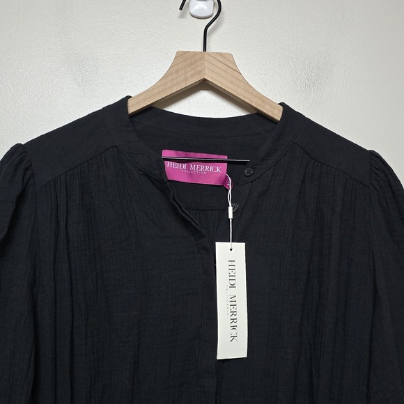 Heidi Merrick Womens Barcelona Black Gauze Midi Dress Sz XL NWT‎ $425 Minimalist - Picture 6 of 12